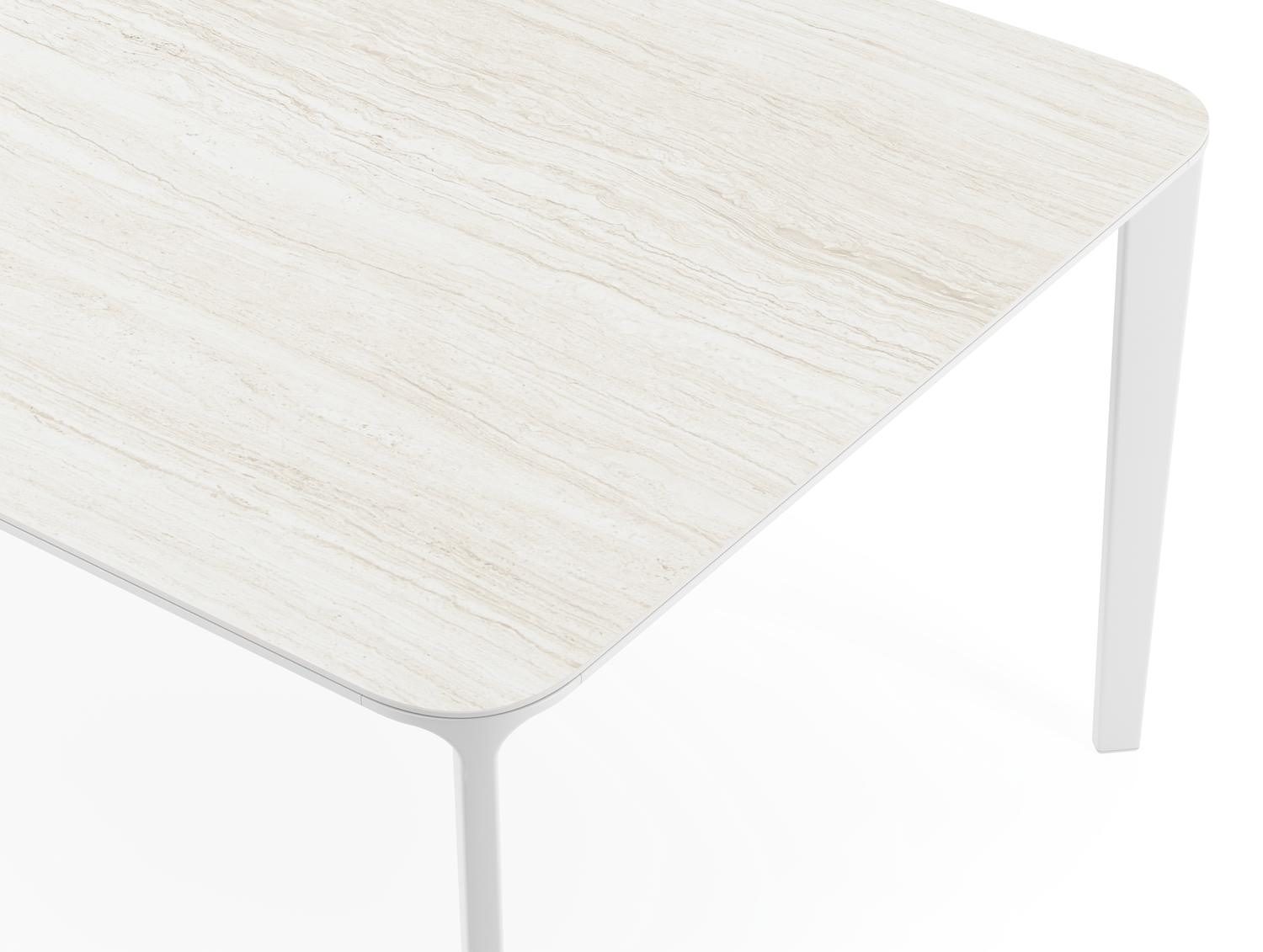 Urbino tuintafel rechthoekig afgerond in wit aluminium en volkeramiek calista - L 290 x B 110 x H 74 cm