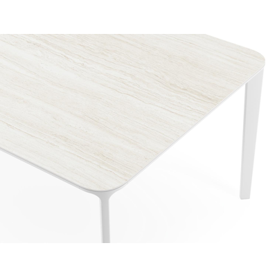 Urbino tuintafel rechthoekig afgerond in wit aluminium en volkeramiek calista - L 290 x B 110 x H 74 cm