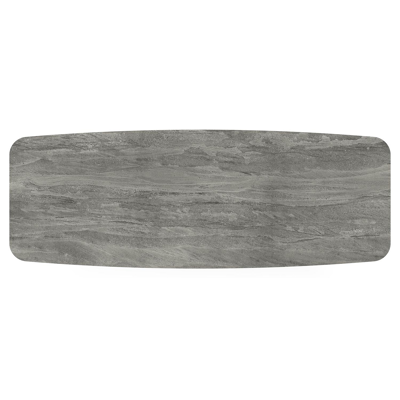 Pagino tuintafel bootvorm in wit aluminium en volkeramiek Aspen Grey - L 315 x B 115 x H 73 cm