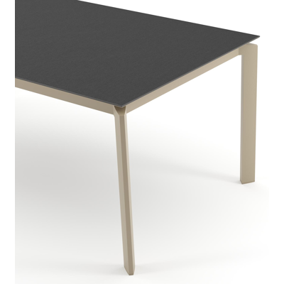 Cirello tuintafel rechthoekig in beige aluminium en volkeramiek Nero Black - L 200 x B 100 x H 74.5 cm