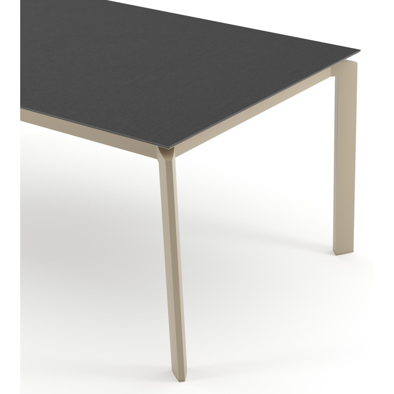 Cirello tuintafel rechthoekig in beige aluminium en volkeramiek Nero Black - L 200 x B 100 x H 74.5 cm