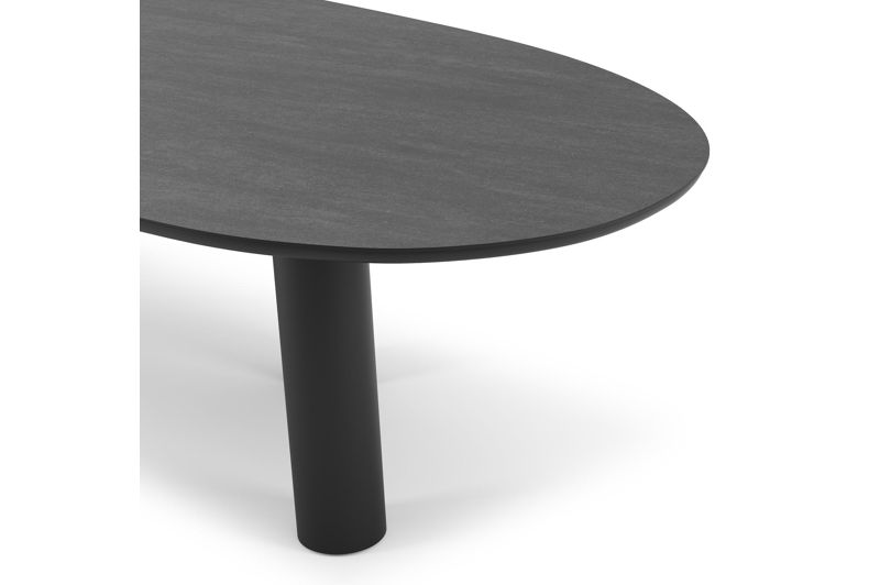 Organo tuintafel organisch in zwart aluminium en volkeramiek basalt zwart L 280 x B 120 x H 74 cm x H 74 cm