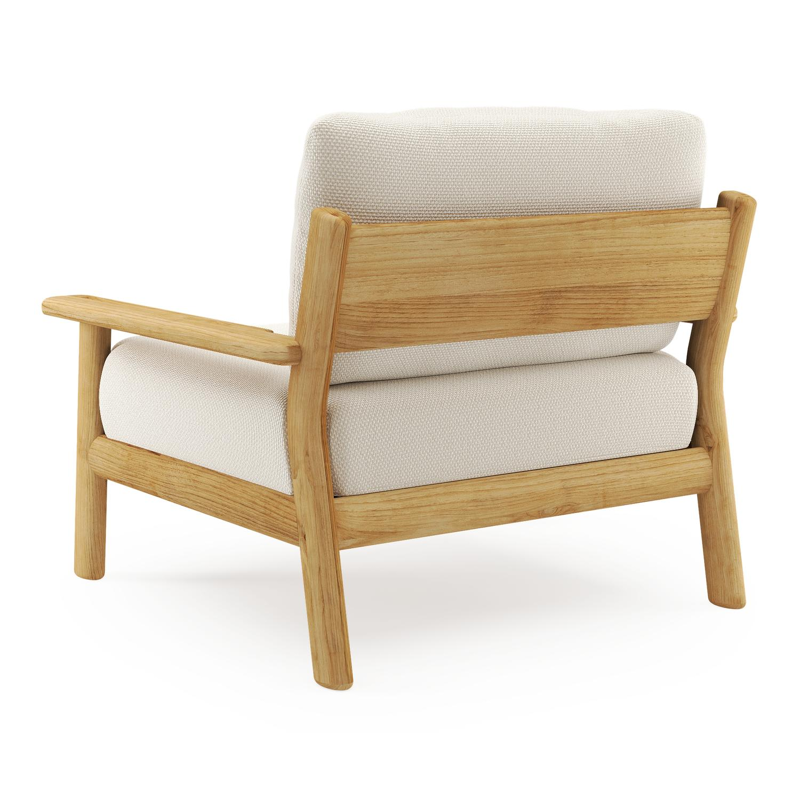 Amaro loungestoel in teak met althea off white all weather cosytica kussen