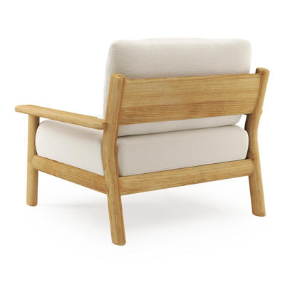 Amaro loungestoel in teak met althea off white all weather cosytica kussen