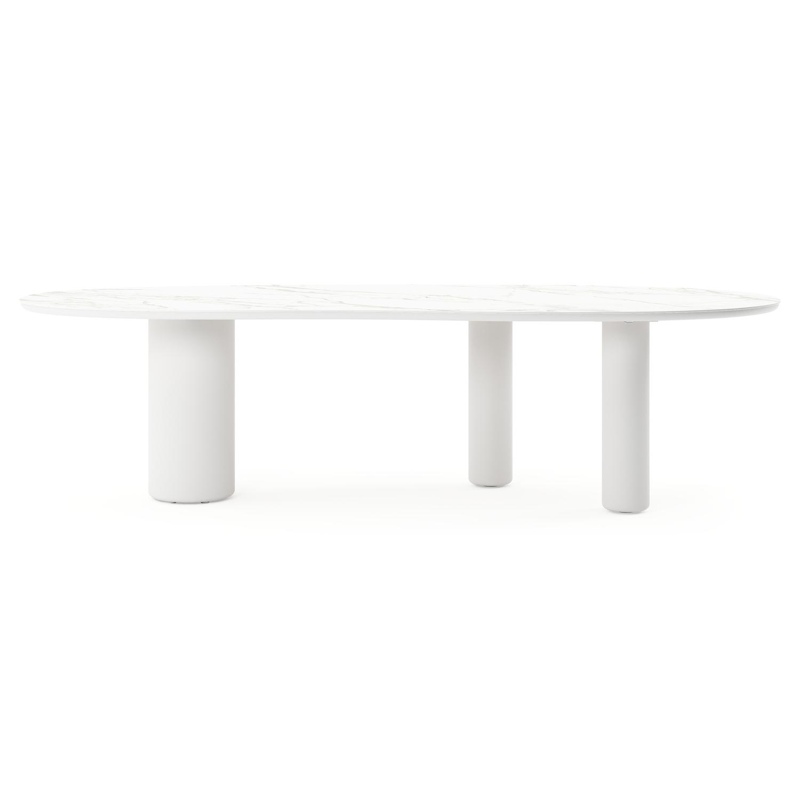Amico tuintafel organisch in wit aluminium en volkeramiek Calacatta - L 280 x B 120 x H 73.5 cm