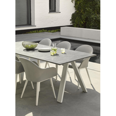 Table de jardin Cesano en aluminium blanc et céramique pleine zaha stone - Lg 240 x Larg. 100 x H 74 cm
