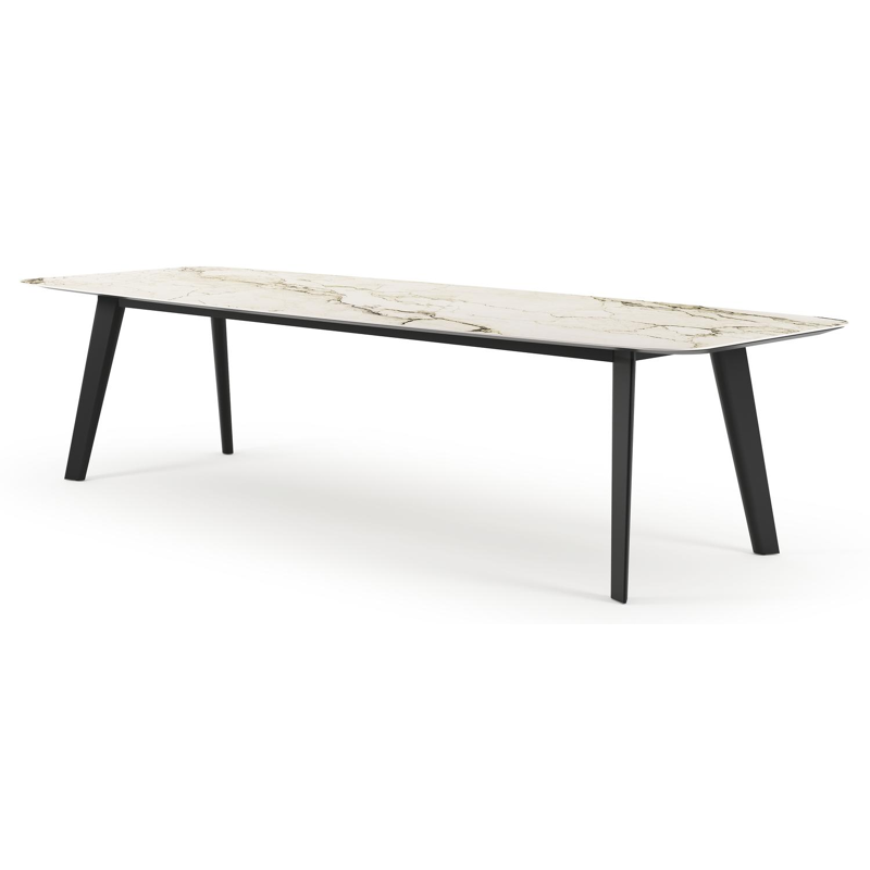 Lacrima tuintafel bootvorm in zwart aluminium en volkeramiek colorado dunes - L 315 x B 115 x H 73 cm