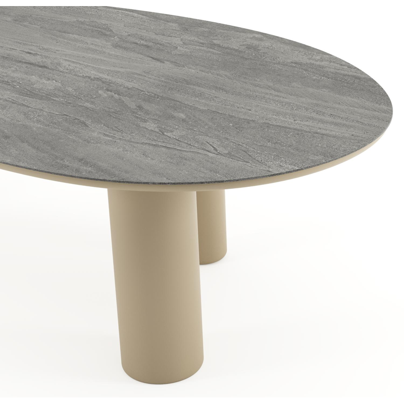 Amico tuintafel mango in beige aluminium en volkeramiek Aspen Grey - L 260 x B 130 x H 73.5 cm