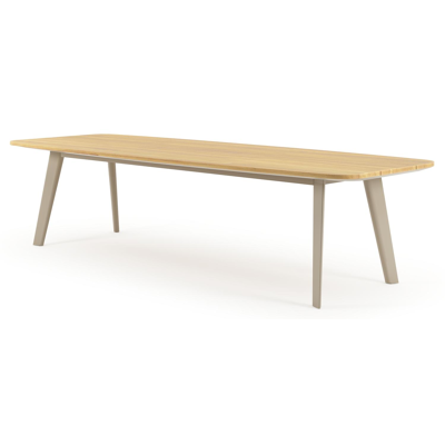 Lacirma tuintafel bootvorm in beige aluminium en teak L 315 x B 115 x H 73 cm x H 73 cm