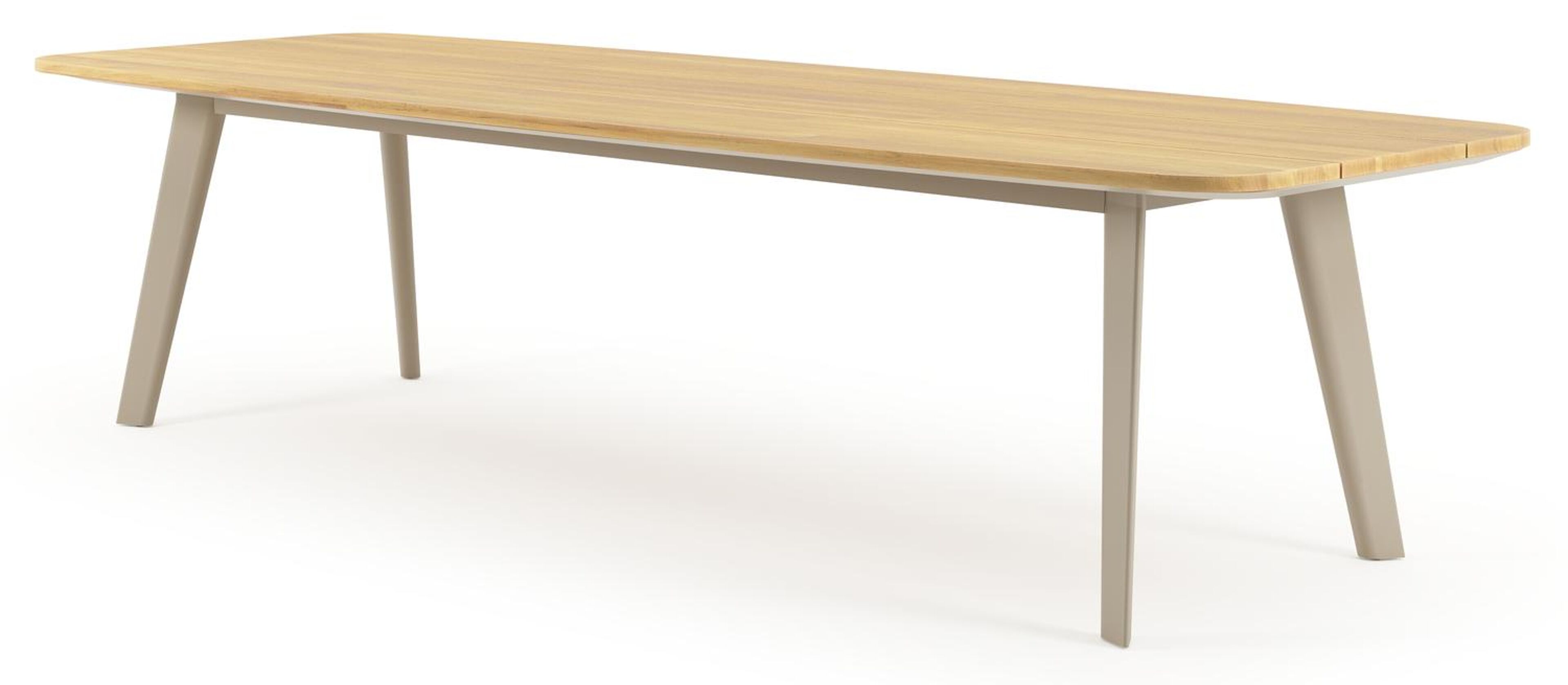 Lacirma tuintafel bootvorm in beige aluminium en teak L 315 x B 115 x H 73 cm x H 73 cm