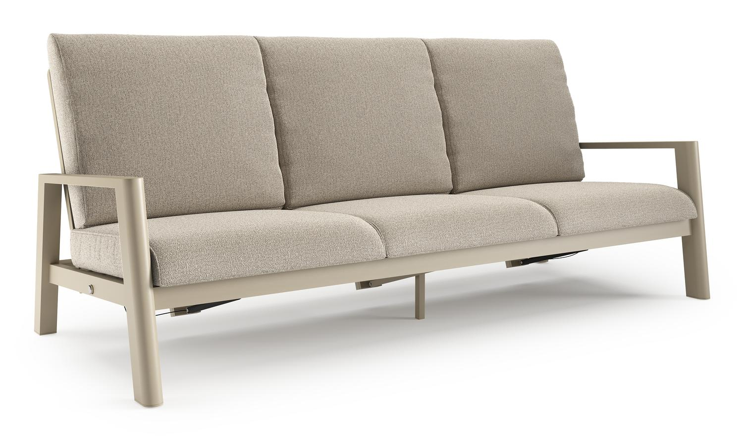 Canapé de jardin Cirello en aluminium beige et coussins en all weather cosytica catania sand