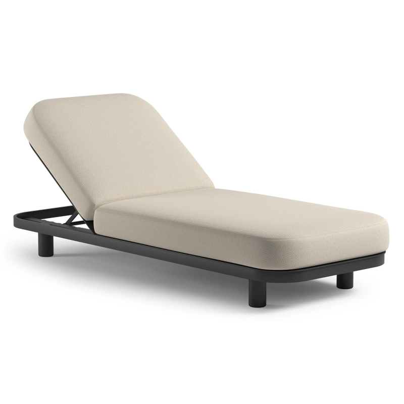 Donato verstelbaar ligbed in zwart aluminium met lopi marble all weather Sunbrella® luxe kussen