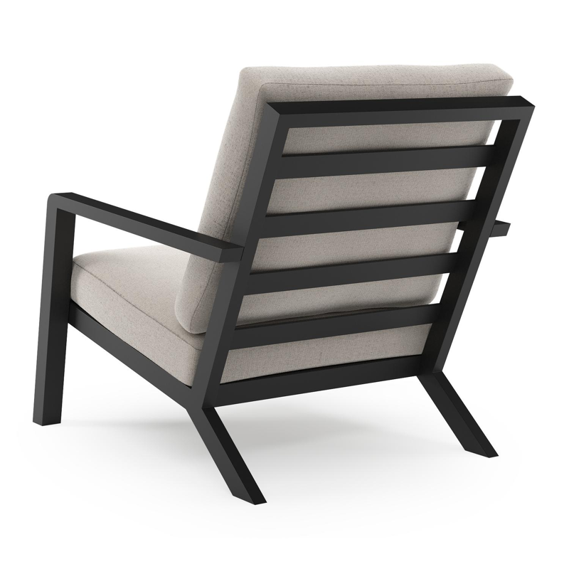 Nelas loungestoel in zwart aluminium met beige kussen