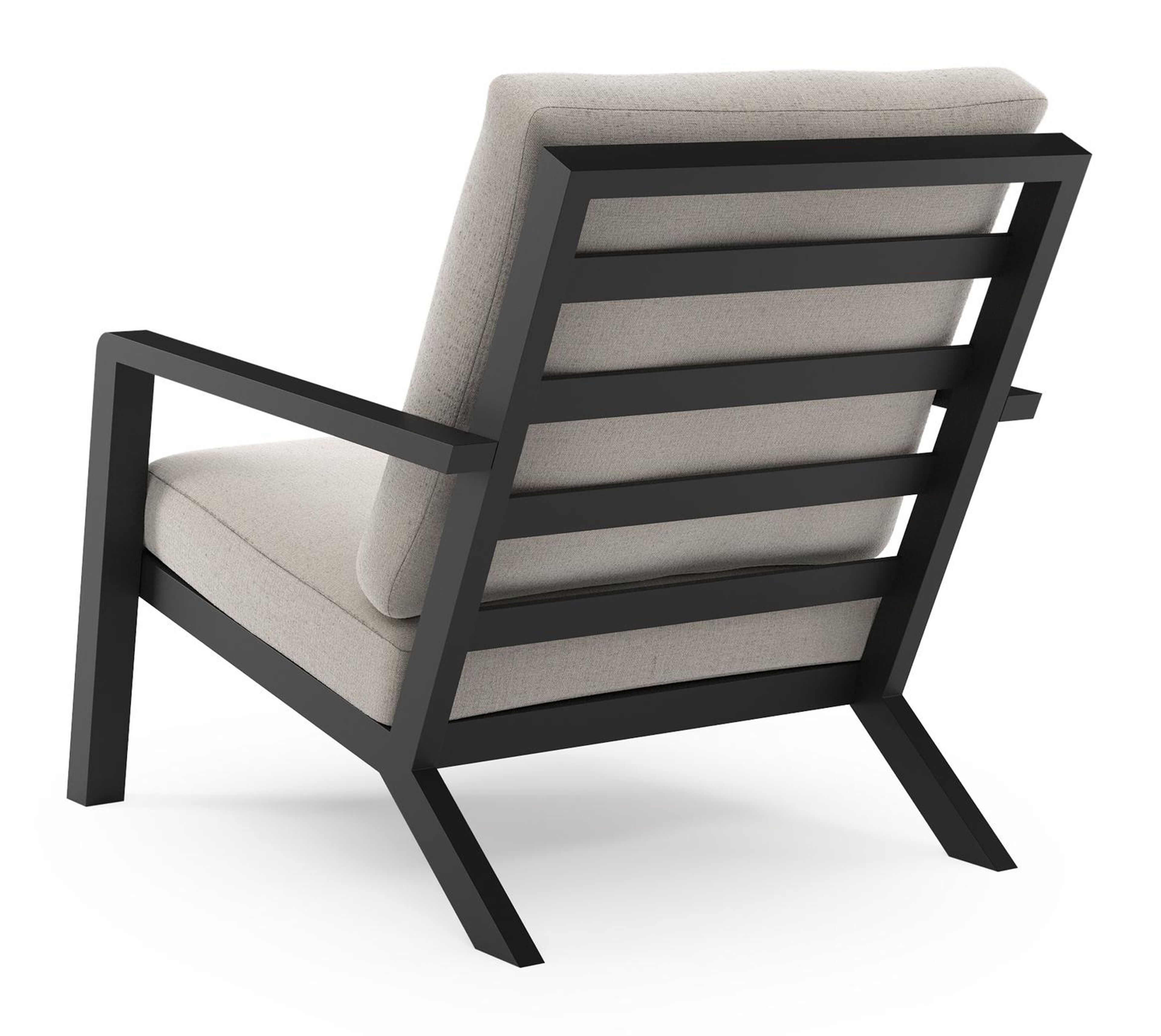 Nelas loungestoel in zwart aluminium met beige kussen
