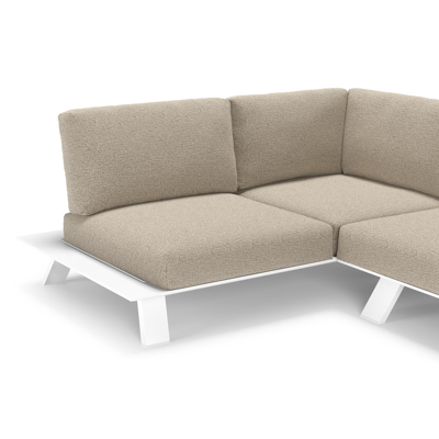 Cesano loungehoek in wit aluminium met catania beige all weather Cosytica kussen