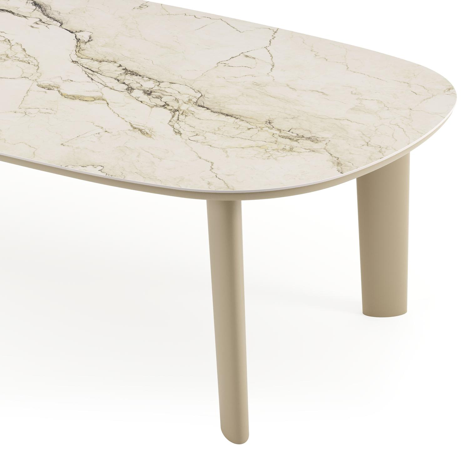 Amico tuintafel bombo in beige aluminium en volkeramiek Colorado Dunes - L 270 x B 125 x H 73.5 cm