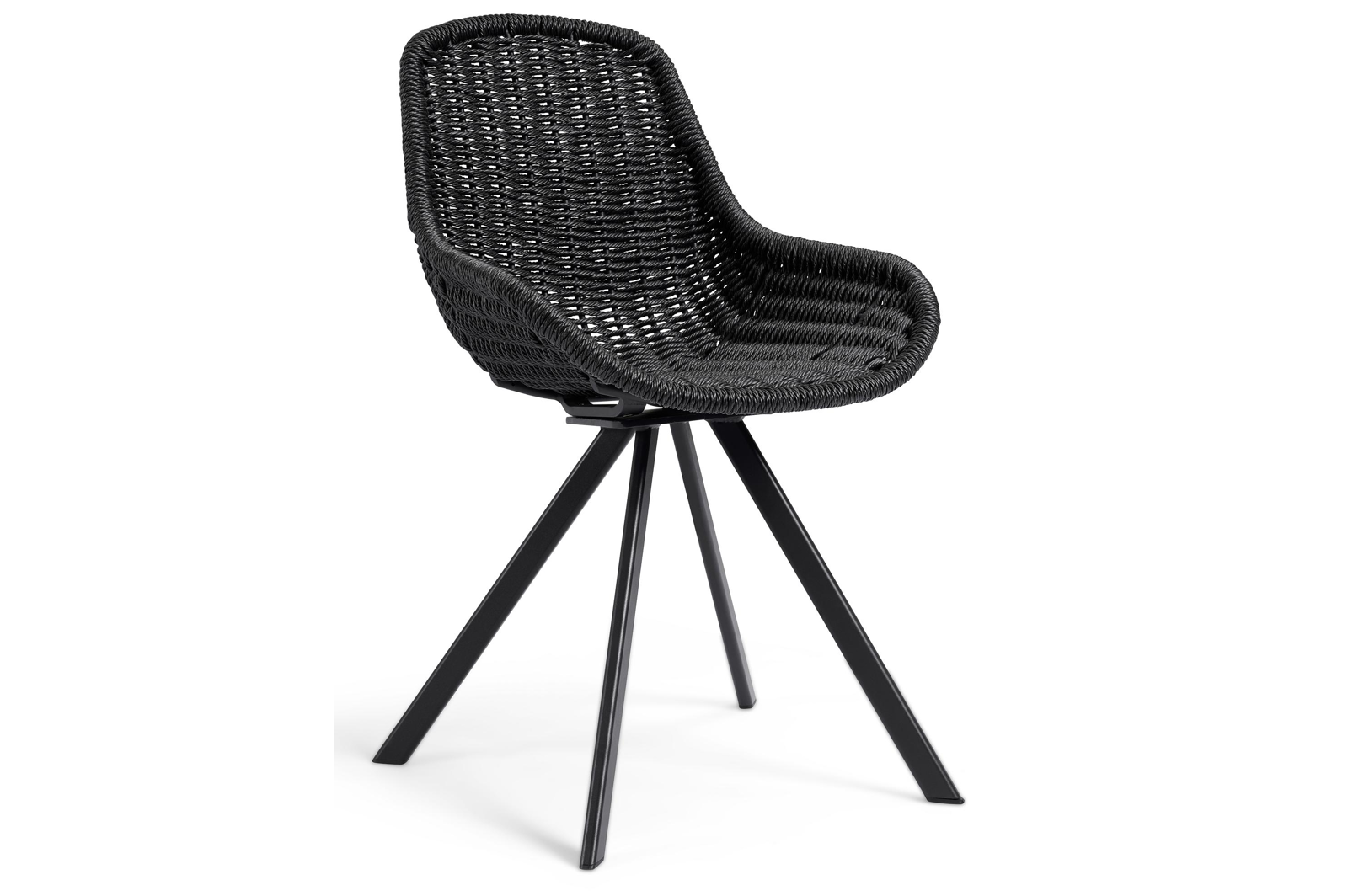 Cesano tuinstoel in zwart aluminium en zwart wicker