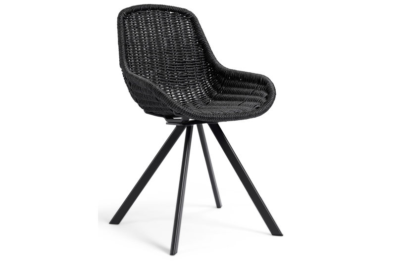 Cesano tuinstoel in zwart aluminium en zwart wicker