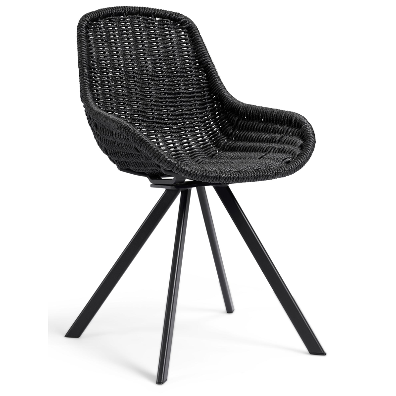 Cesano tuinstoel in zwart aluminium en zwart wicker