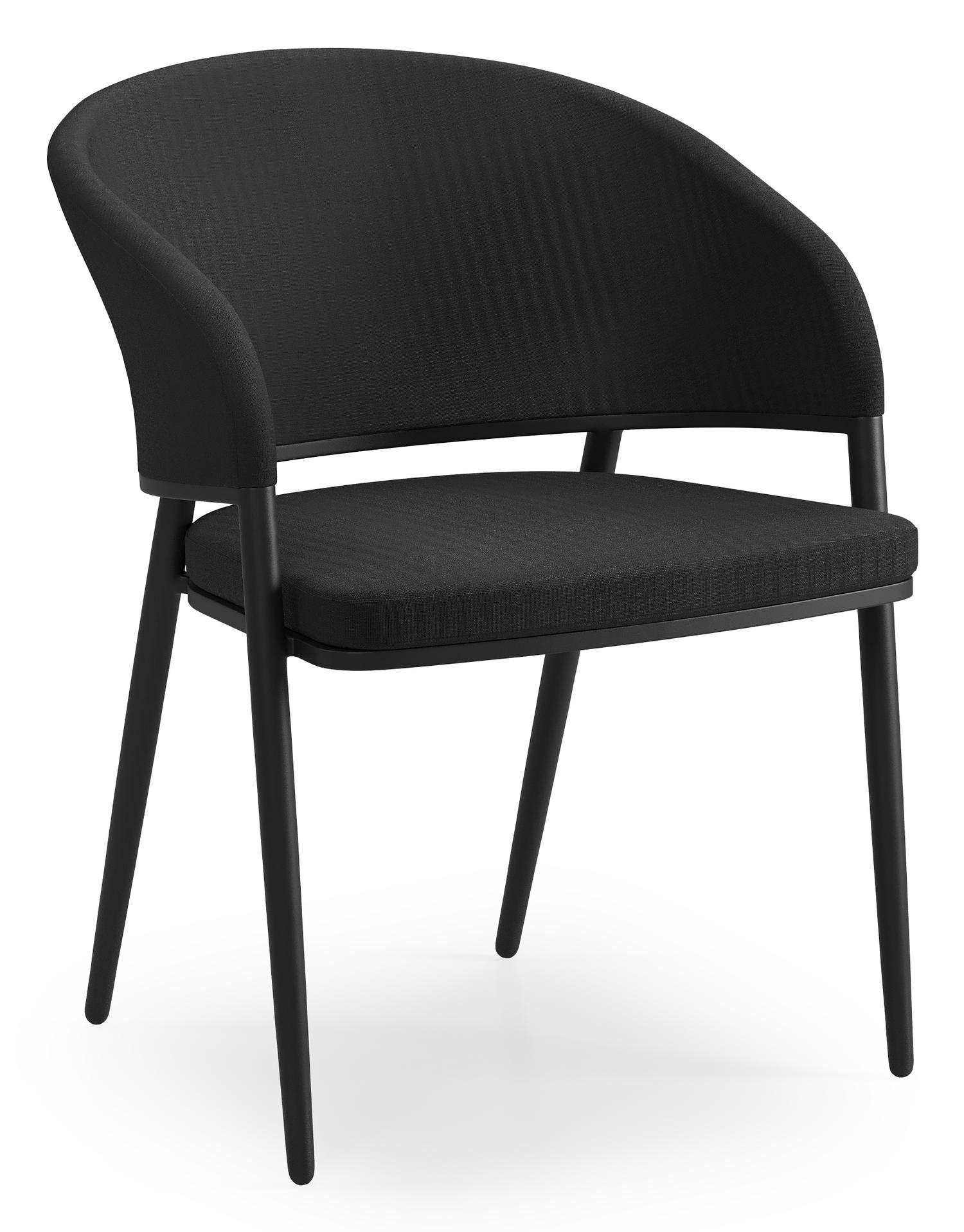 Lacrima tuinstoel in zwart aluminium en zwart comfort textilene