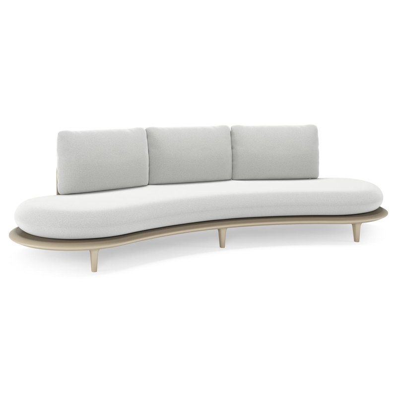Bomero loungebank in beige aluminium met natte grey chine all weather sunbrella® luxe kussen