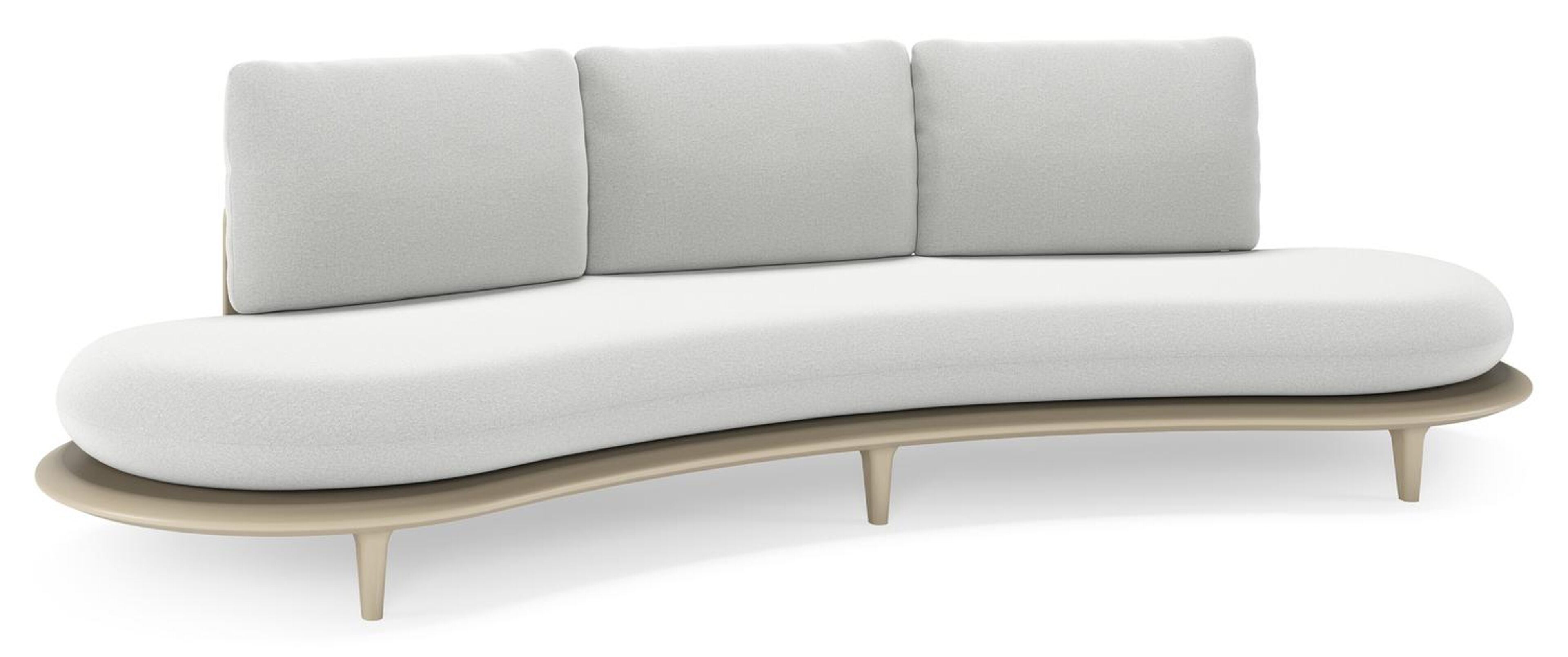 Bomero loungebank in beige aluminium met natte grey chine all weather sunbrella® luxe kussen