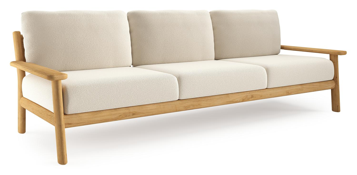 Amaro loungebank in teak met althea off white all weather cosytica kussen