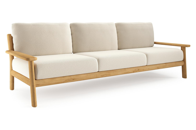 Amaro loungebank in teak met althea off white all weather cosytica kussen