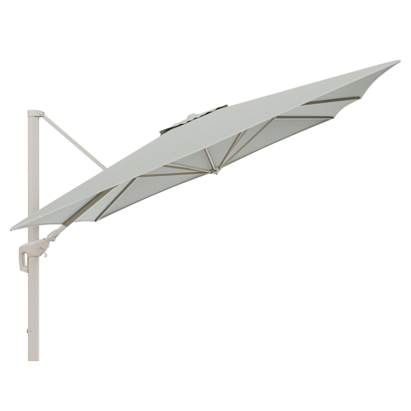 Minore zweefparasol met tiltfunctie in beige aluminium en Slow Spirea All Weather Sunbrella® Luxe parasoldoek - L1 350 x L2 350 cm (zonder voet) (zonder voet)