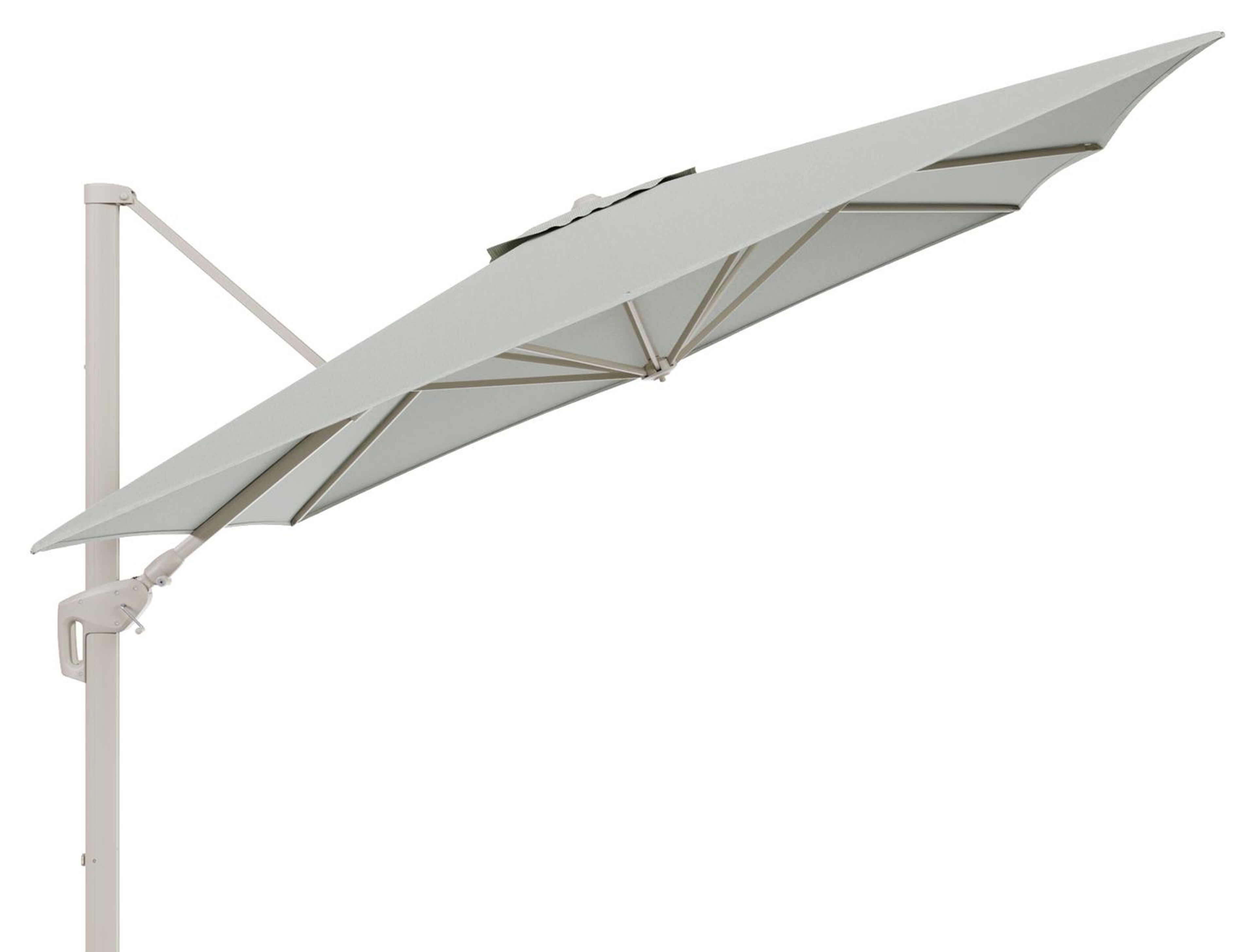 Minore zweefparasol met tiltfunctie in beige aluminium en Slow Spirea All Weather Sunbrella® Luxe parasoldoek - L1 350 x L2 350 cm (zonder voet) (zonder voet)