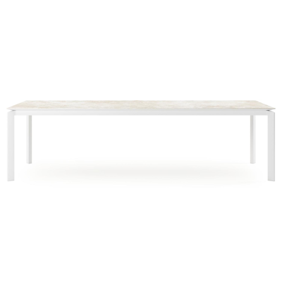 Cirello tuintafel rechthoekig in wit aluminium en volkeramiek Rapolano L 280 x B 110 cm