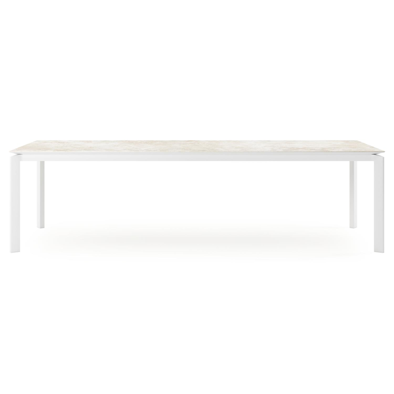 Cirello tuintafel rechthoekig in wit aluminium en volkeramiek Rapolano L 280 x B 110 cm
