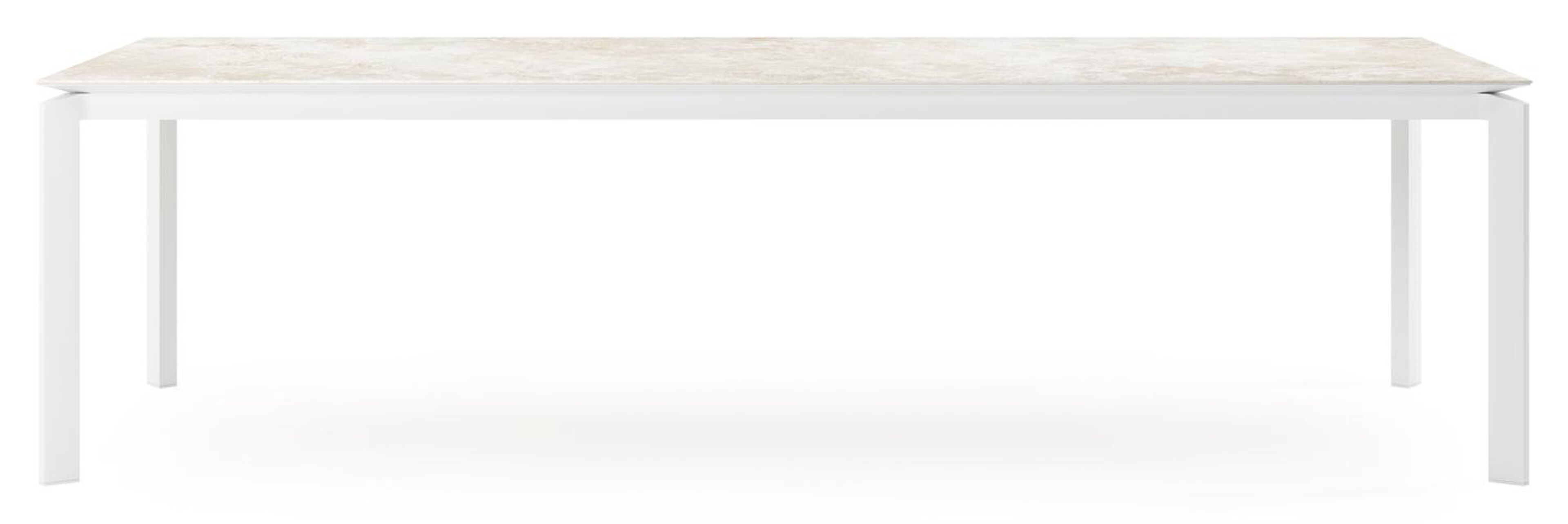 Cirello tuintafel rechthoekig in wit aluminium en volkeramiek Rapolano L 280 x B 110 cm