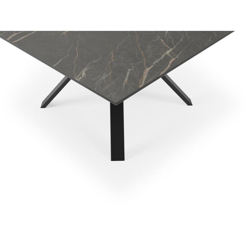 Cesano tuintafel in zwart aluminium en volkeramiek black obsession - L 148 x B 148 x H 74,5 cm
