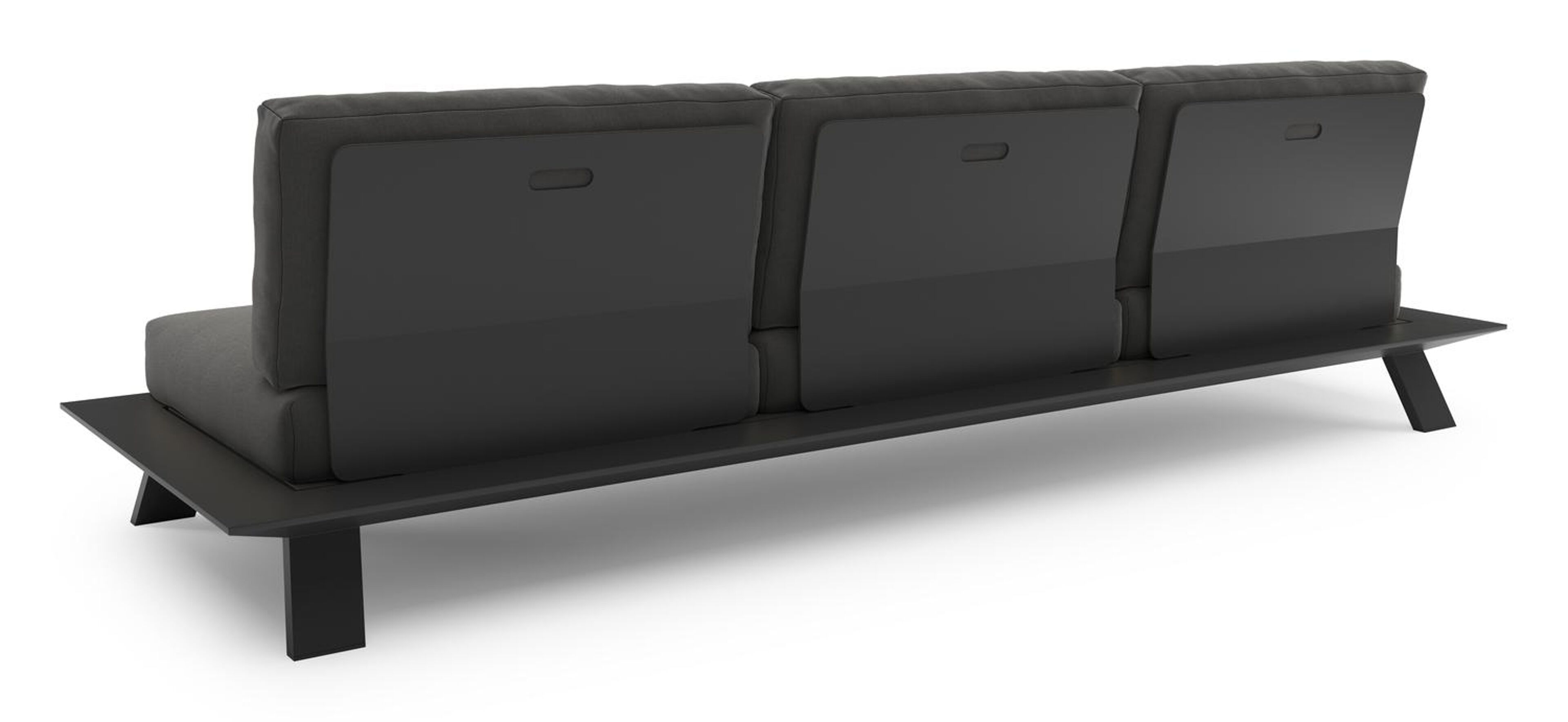 Cesano loungeset in zwart aluminium met natte charcoal chine all weather sunbrella® luxe kussens