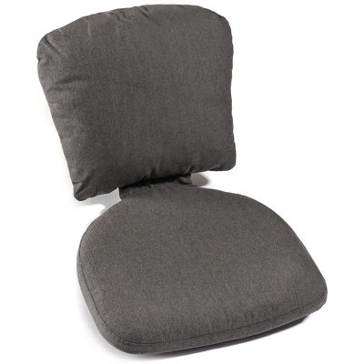 Nano tuinstoel in zwart aluminium en beige verticaal geweven ronde rope met kussen in natte dark taupe all weather sunbrella® luxe