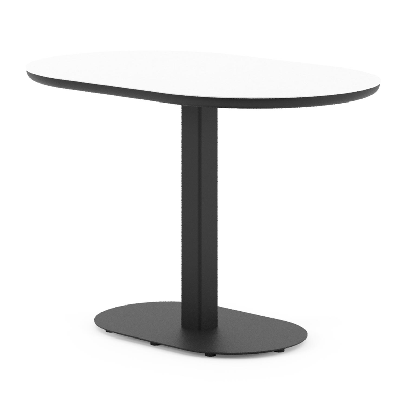 Table de jardin Teramo inclinable bombo en aluminium noir et céramique pleine Arctic White - Lg. 110 x Lrg. 70 x Haut. 73.7 cm