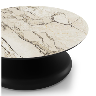 Bomero loungetafel rond in zwart aluminium en volkeramiek Colorado Dunes - Dia. 84 x H 32.2 cm