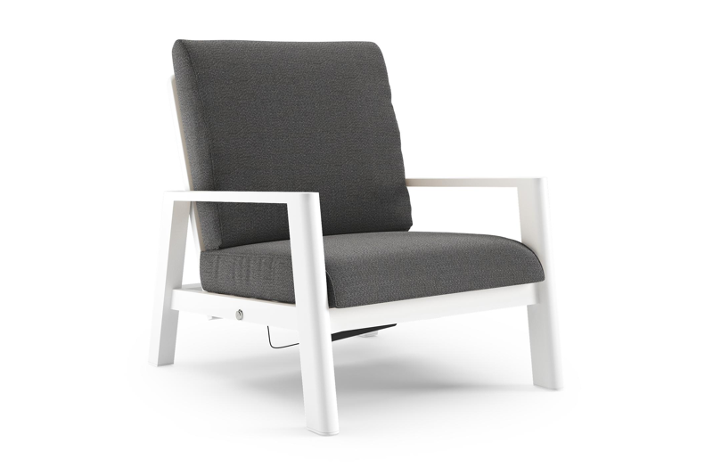 Cirello loungestoel in wit aluminium met savane tornado all weather sunbrella® luxe kussen