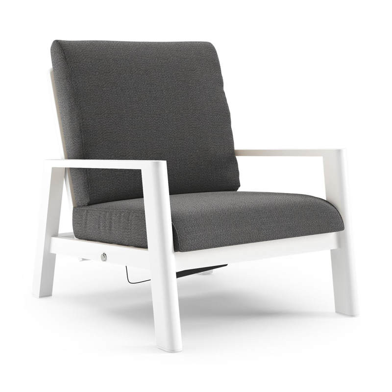 Cirello loungestoel in wit aluminium met savane tornado all weather sunbrella® luxe kussen