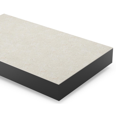 Como loungetafel in zwart aluminium en shilin volkeramiek - L 140 x B 80 x H 20 cm