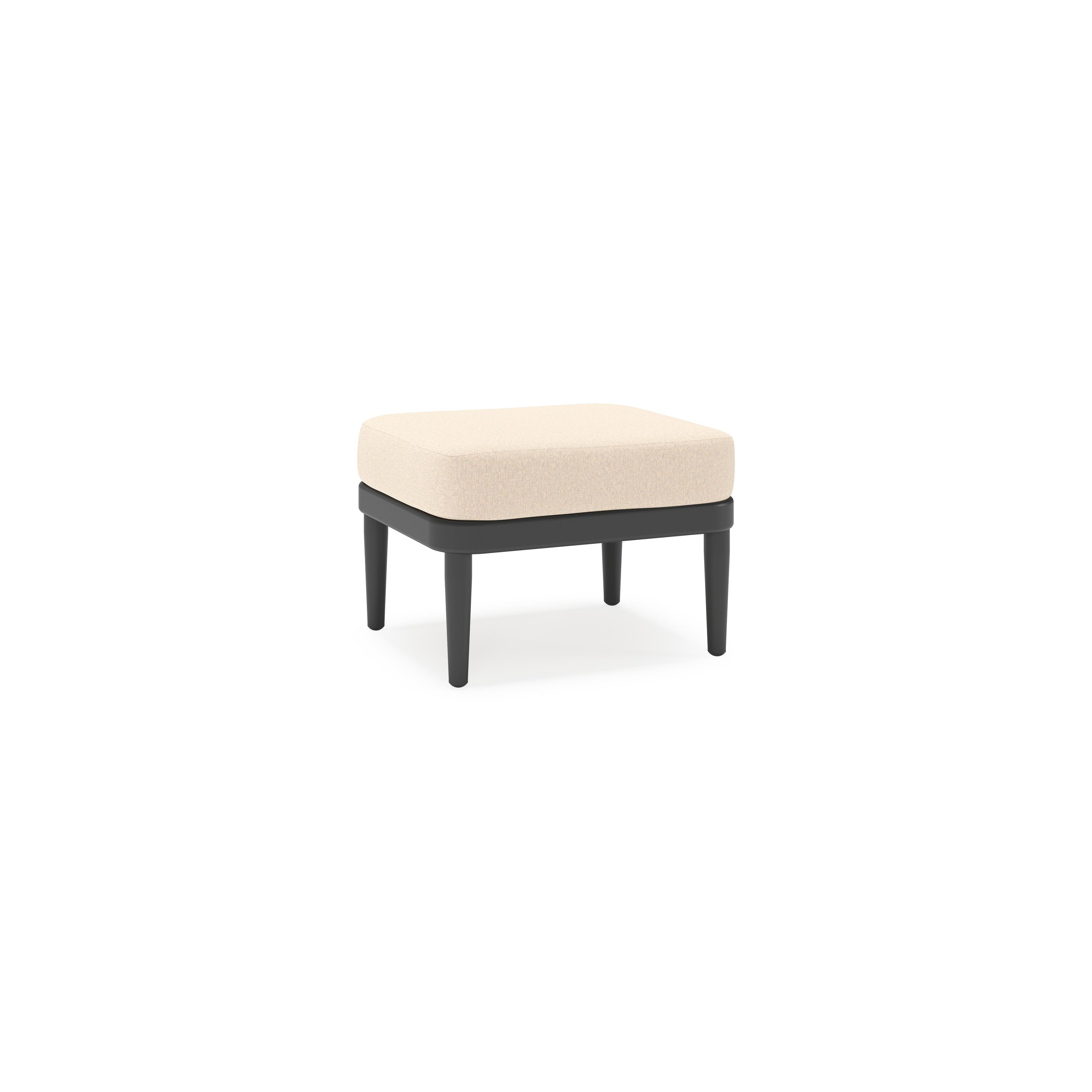 Orso poef in zwart aluminium met Heritage Papyrus all weather sunbrella® luxe kussen