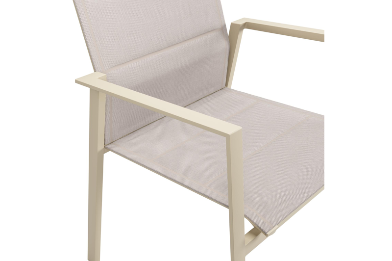 Cirello stapelbare tuinstoel in beige aluminium en beige dubbele comfort textilene