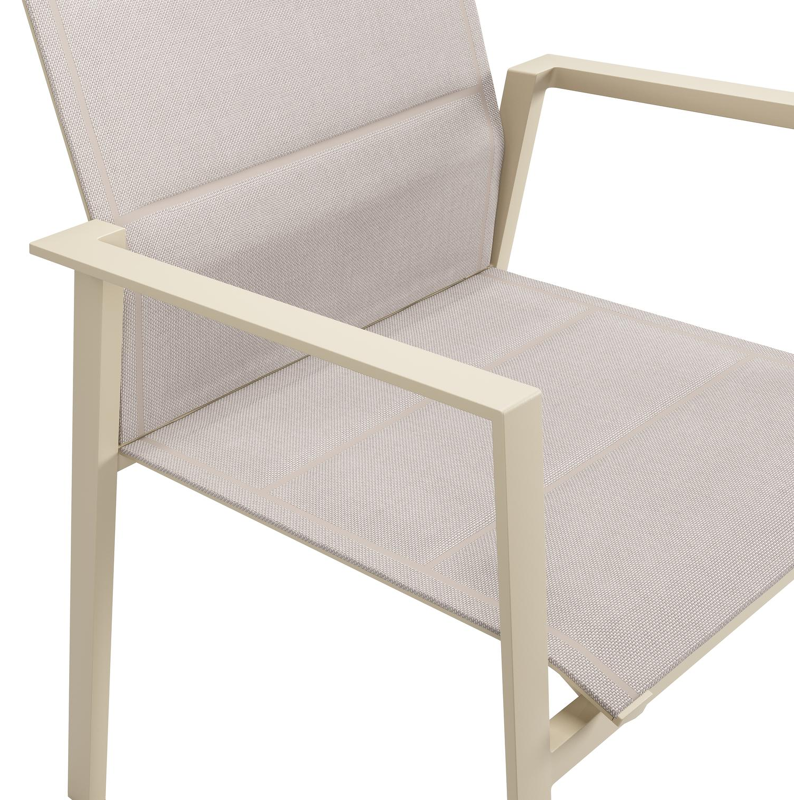 Cirello stapelbare tuinstoel in beige aluminium en beige dubbele comfort textilene