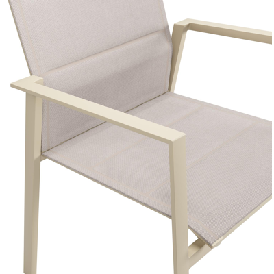 Cirello stapelbare tuinstoel in beige aluminium en beige dubbele comfort textilene