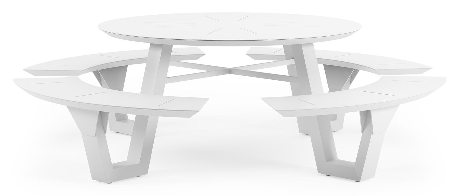 Rondino picknicktafel in wit aluminium - Ø 236 x H 71,5 cm