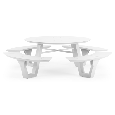 Rondino picknicktafel in wit aluminium - Ø 236 x H 71,5 cm