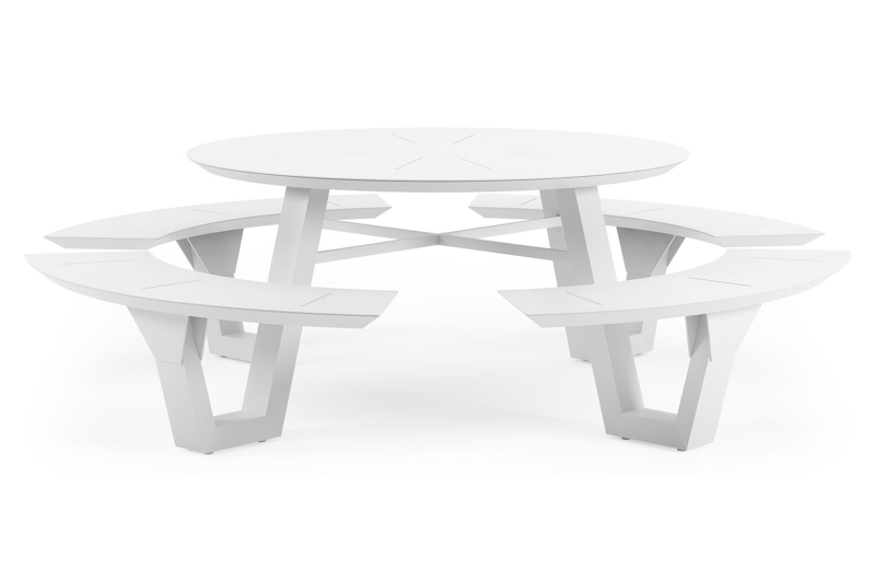 Rondino picknicktafel in wit aluminium - Ø 236 x H 71,5 cm