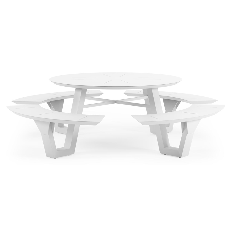 Table de pique-nique Rondino en aluminium blanc - Dia. 236 x H 71,5 cm