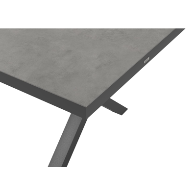 Reza tuinset in zwart aluminium en grijs volkeramiek tafelblad met 8 Puglia tuinstoelen